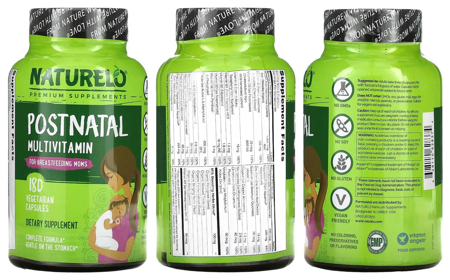 NATURELO, Postnatal Multivitamin for Breastfeeding Moms packaging