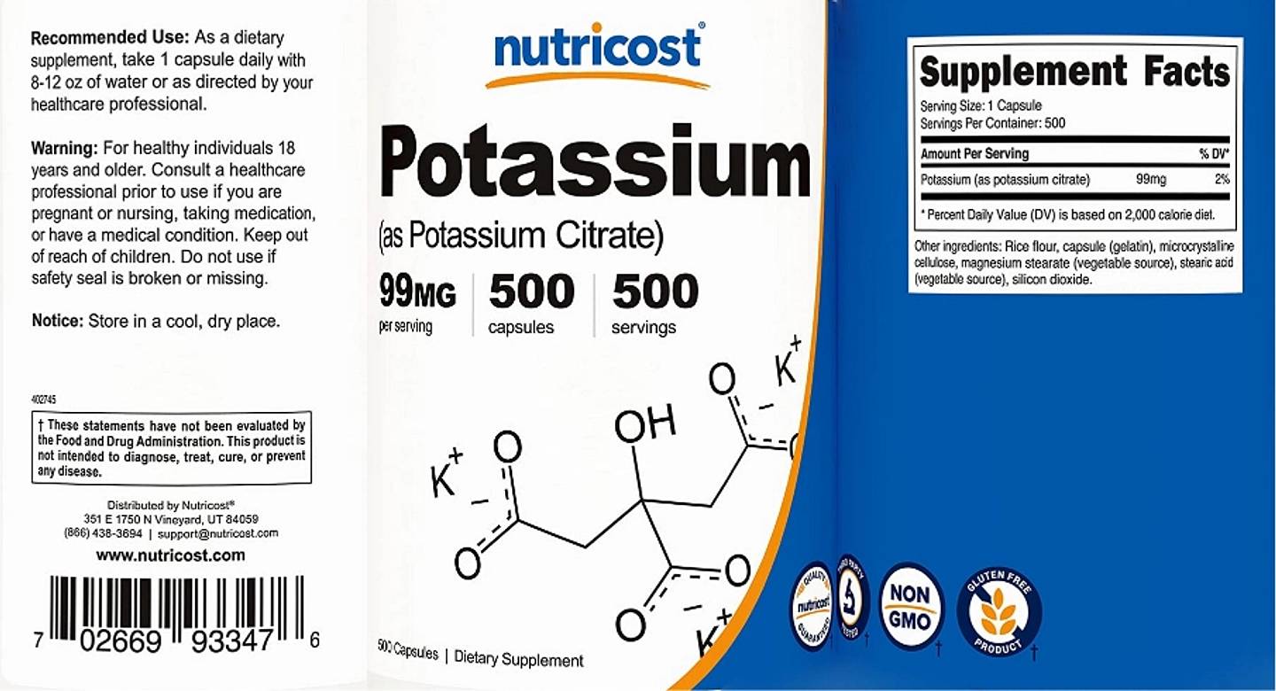 Nutricost, Potassium label