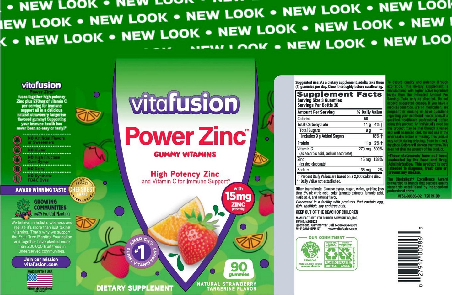 VitaFusion, Power Zinc Gummy Vitamins label
