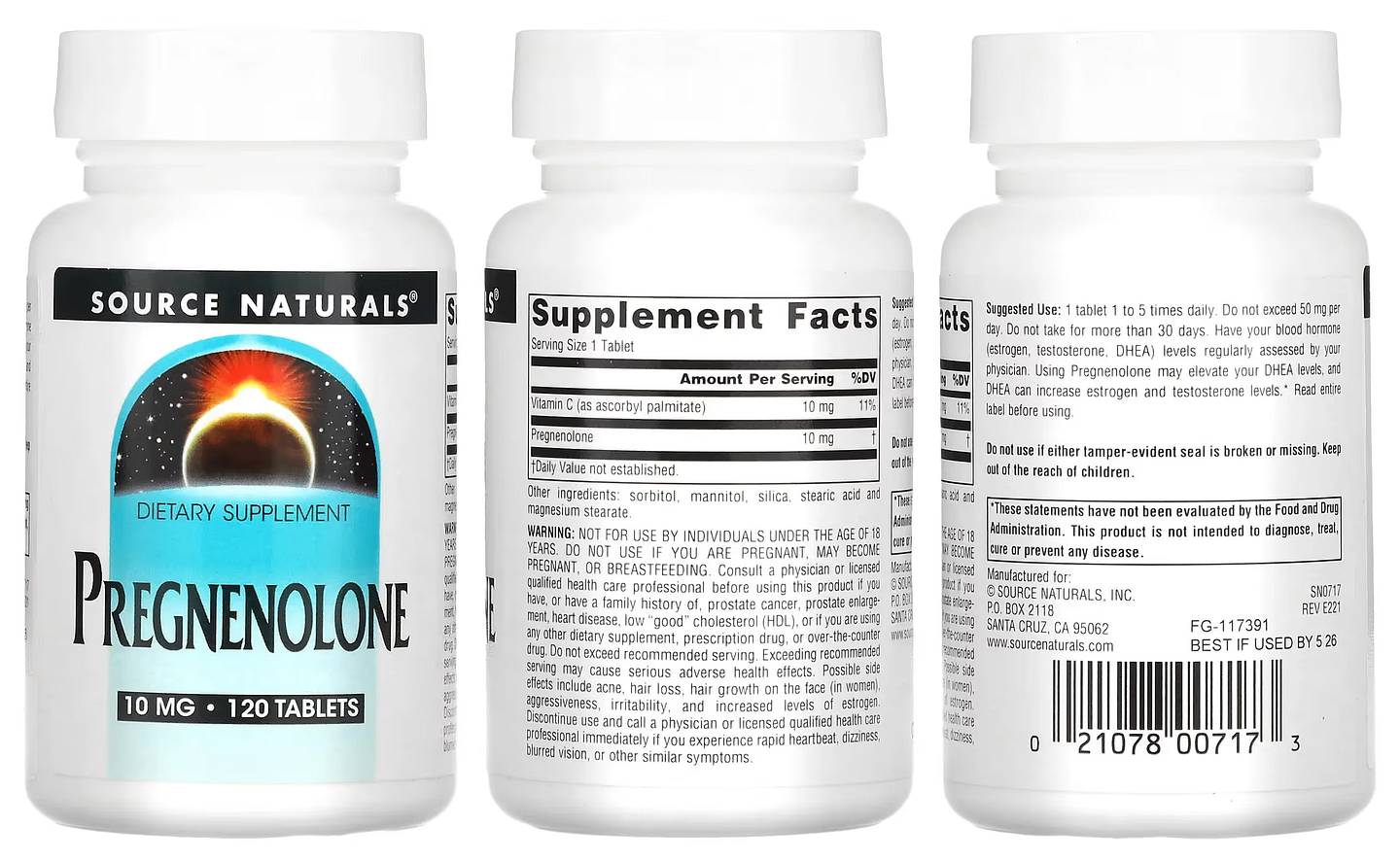 Source Naturals, Pregnenolone packaging