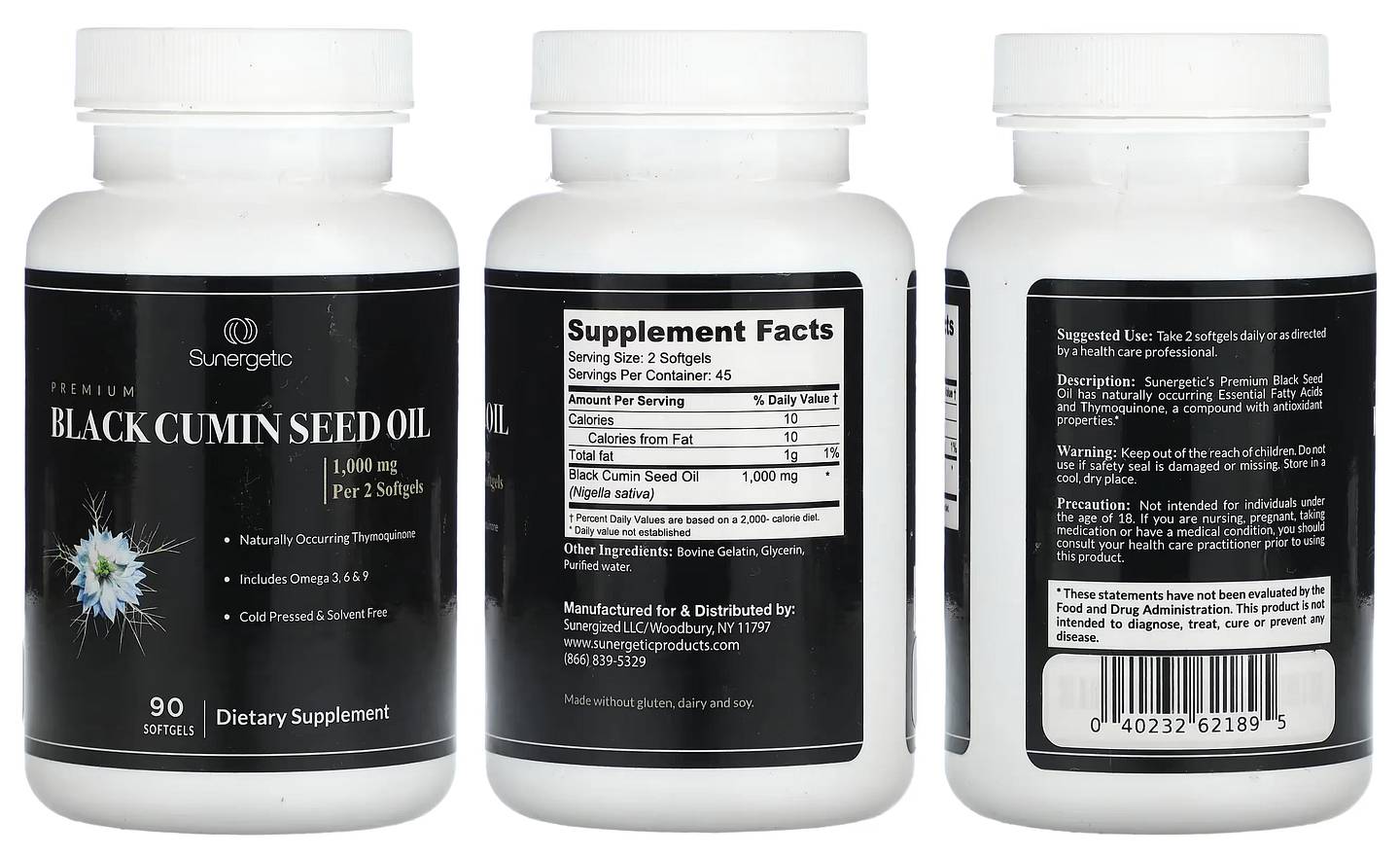 Sunergetic, Premium Black Cumin Seed Oil packaging