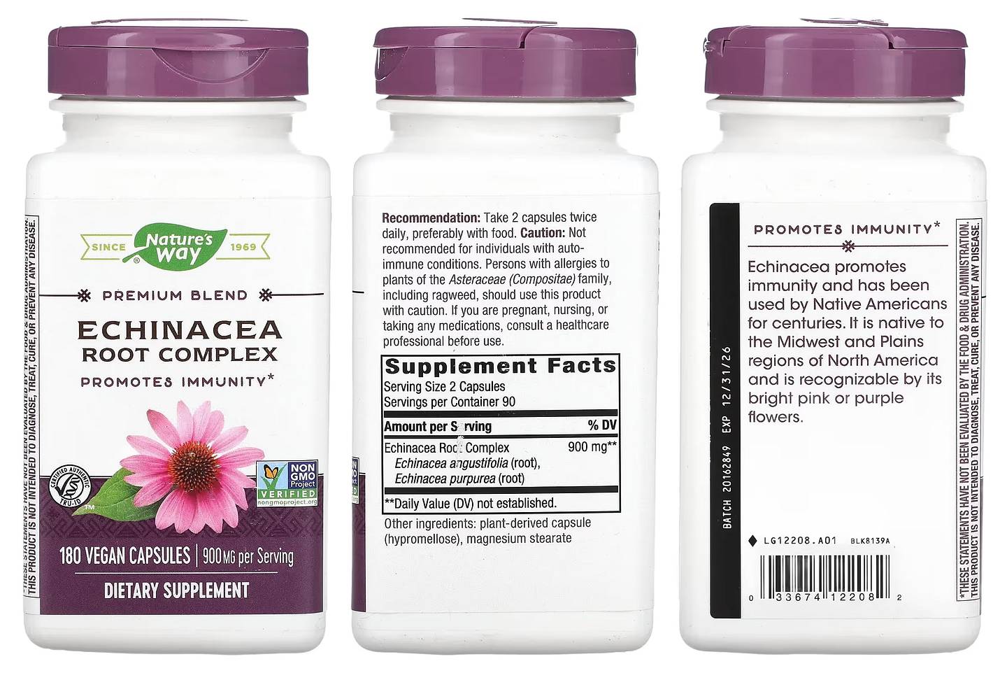 Nature's Way, Premium Blend Echinacea Root Complex packaging