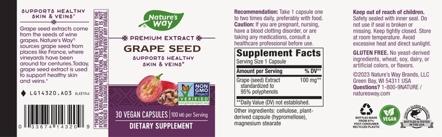 Nature's Way, Premium Blend, Grape Seed with Vitamin C label