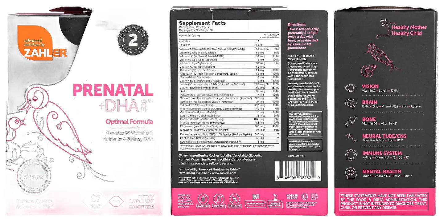 Zahler, Prenatal + DHA 300 packaging