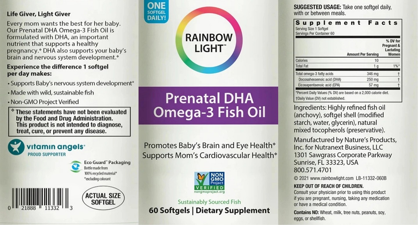 Rainbow Light, Prenatal DHA label