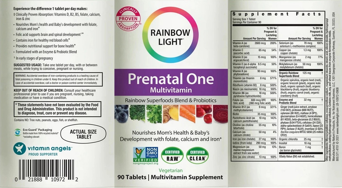 Rainbow Light, Prenatal One Multivitamin label