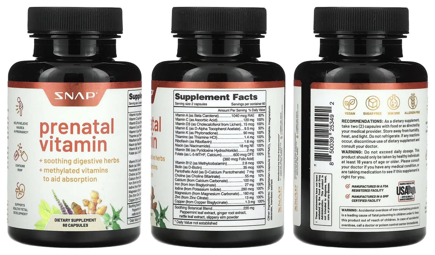 Snap Supplements, Prenatal Vitamin packaging