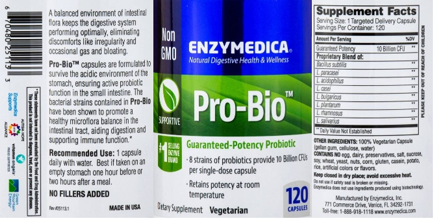 Enzymedica, Pro-Bio label