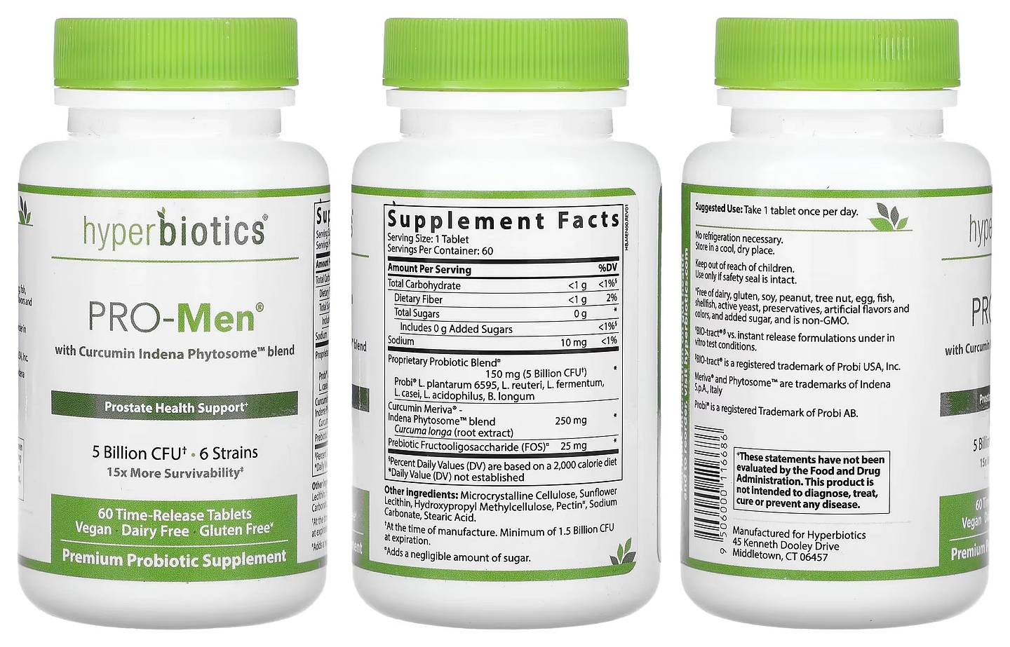 Hyperbiotics, Pro-Men With Curcumin Indena Phytosome Blend packaging