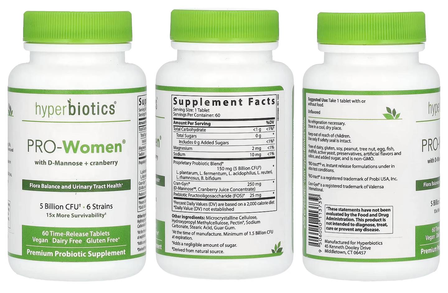 Hyperbiotics, PRO-Women with D-Mannose + Cranberry packaging