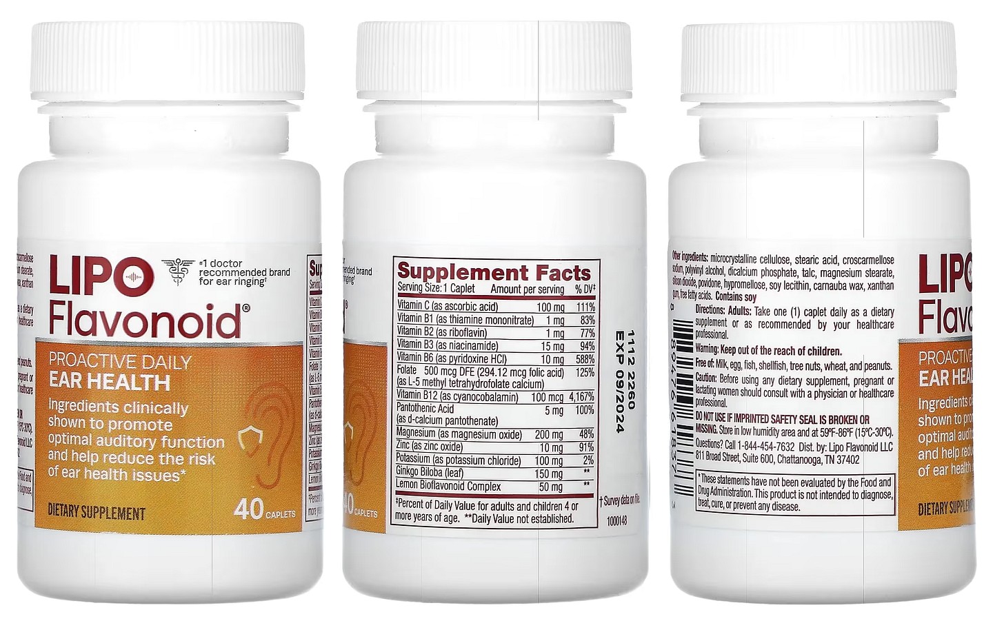 Lipo-Flavonoid, Proactive Daily Ear Health packaging