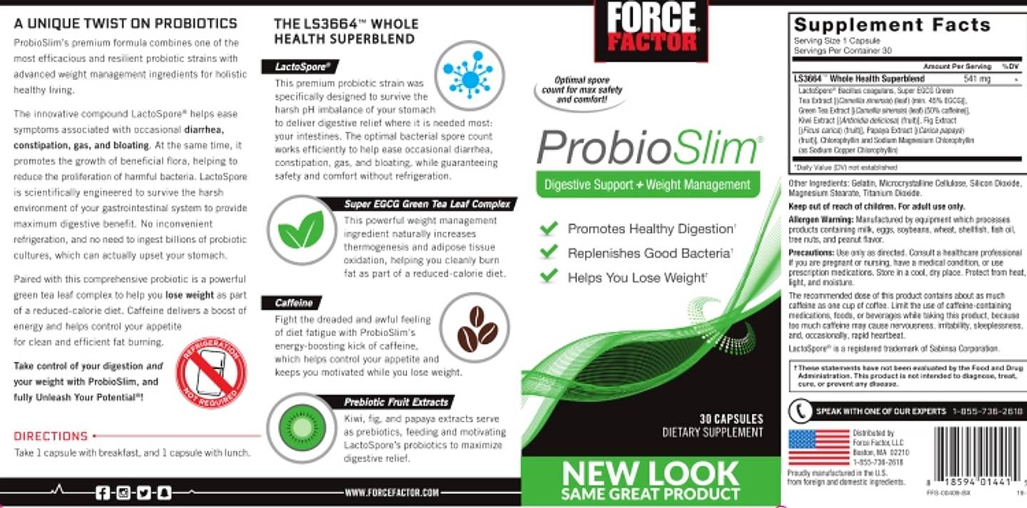 Force Factor, ProbioSlim, Digestive Support + Weight Management label