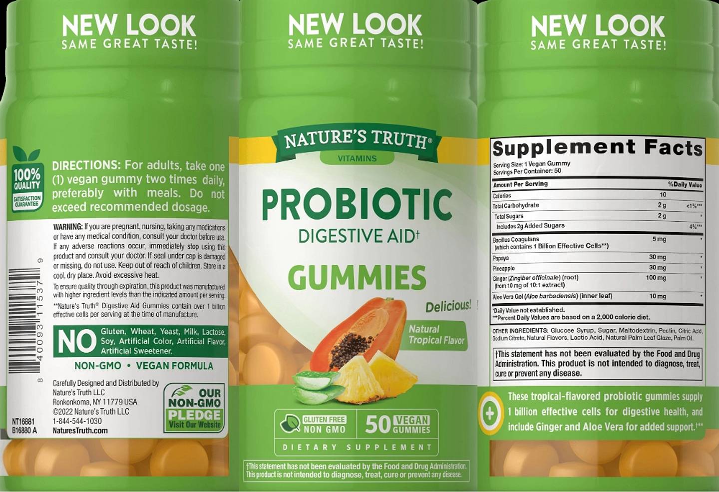 Nature's Truth, Probiotic Digestive Aid Gummies label