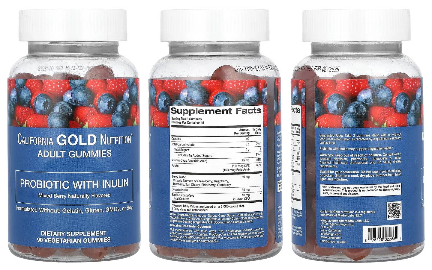 California Gold Nutrition, Probiotic with Inulin Gummies packaging