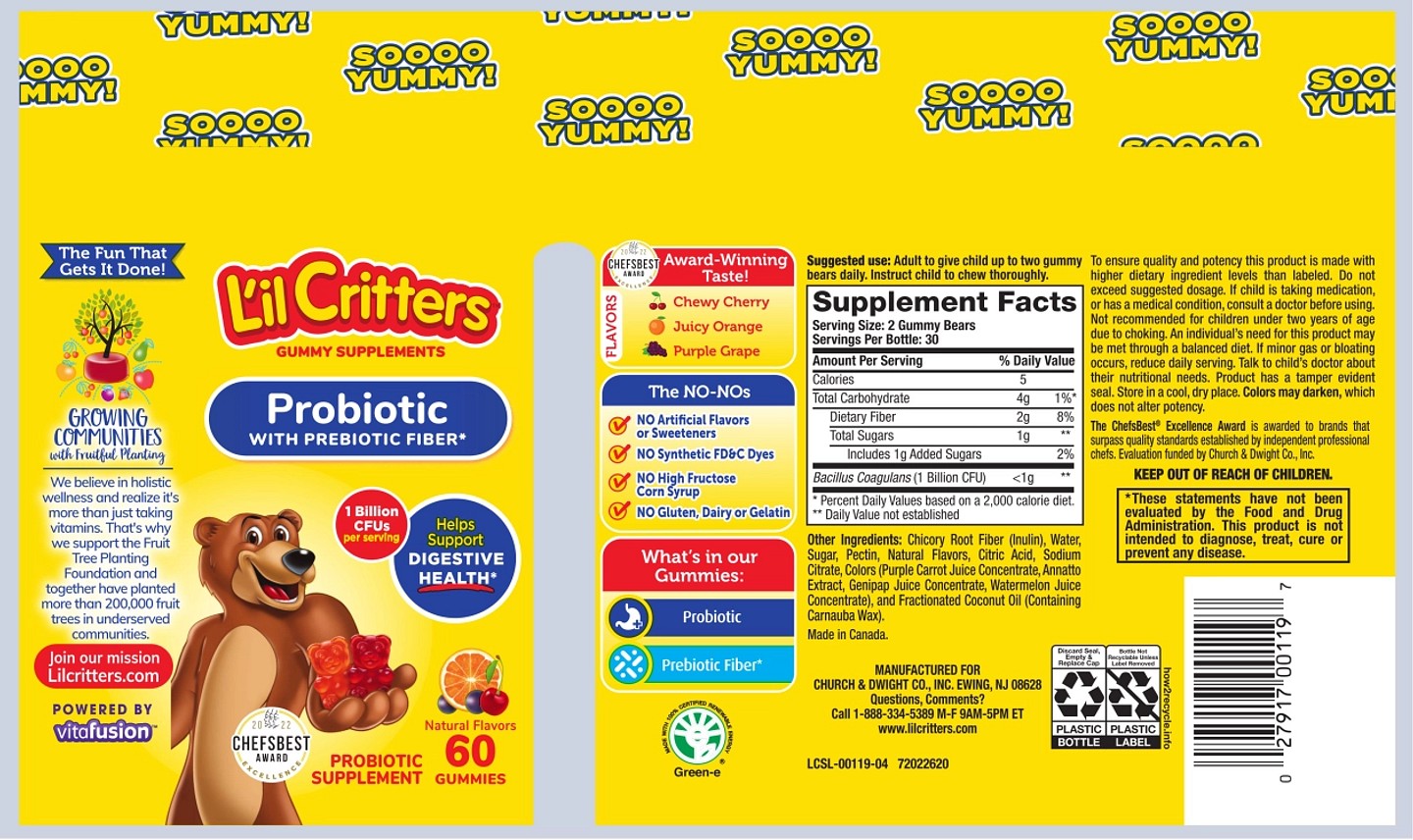 L'il Critters, Probiotic With Prebiotics label