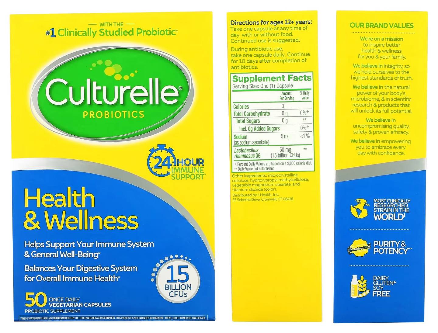 Culturelle, Probiotics, Health & Wellness, 15 Billion CFUs packaging