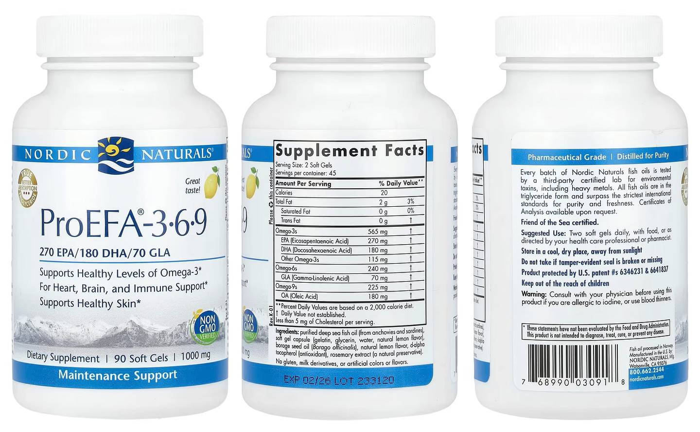 Nordic Naturals, ProEFA-3-6-9 packaging