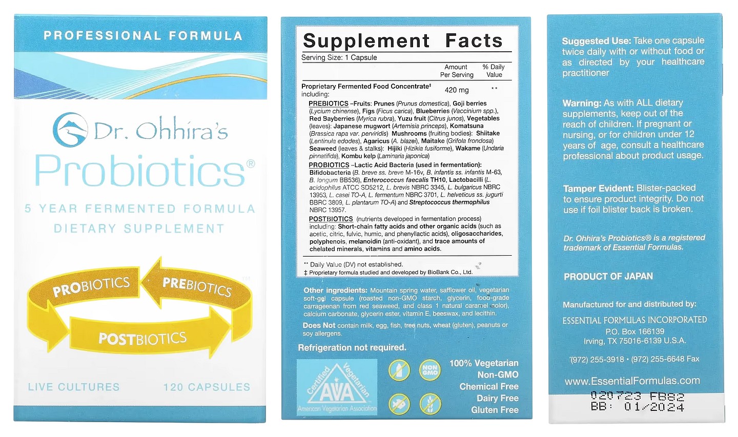 Dr. Ohhira's, Professional Formula Probiotics packaging