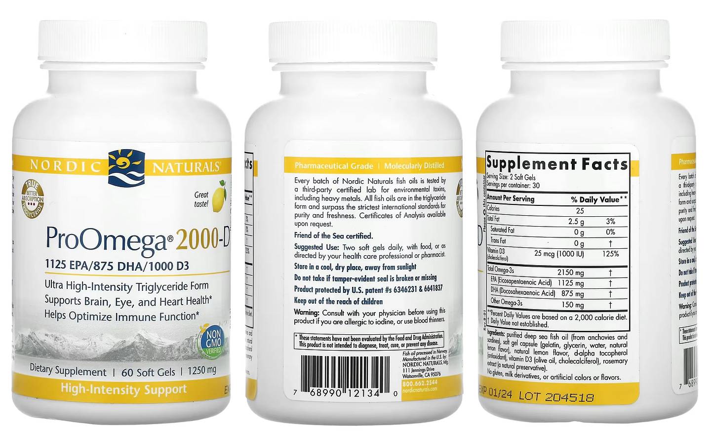 Nordic Naturals, ProOmega 2000-D packaging