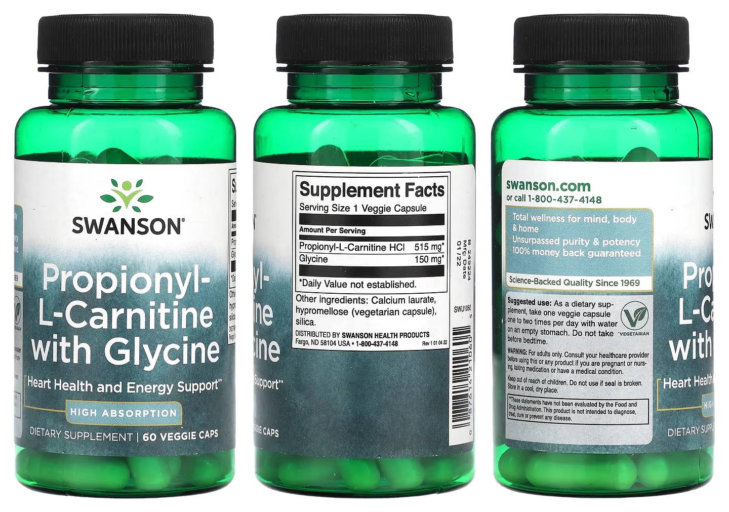 Swanson, Propionyl-L-Carnitine with Glycine packaging