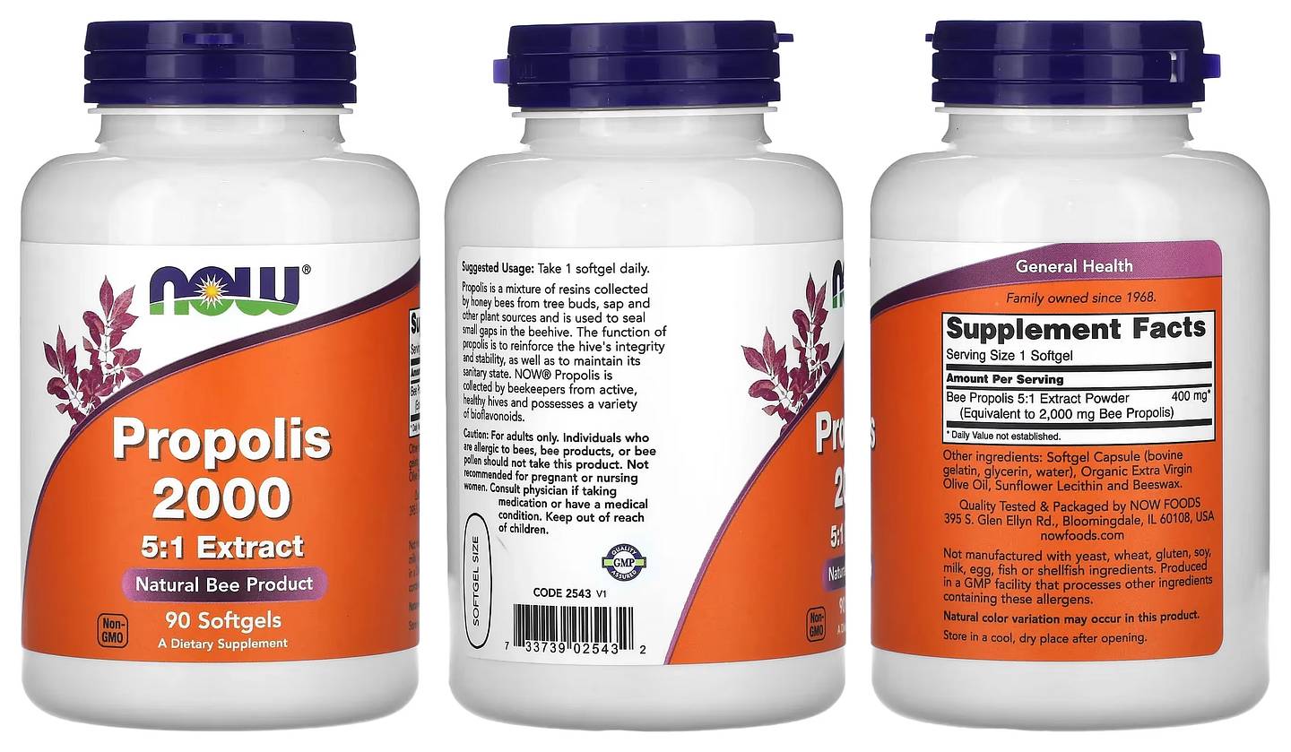 NOW Foods, Propolis 2000 packaging