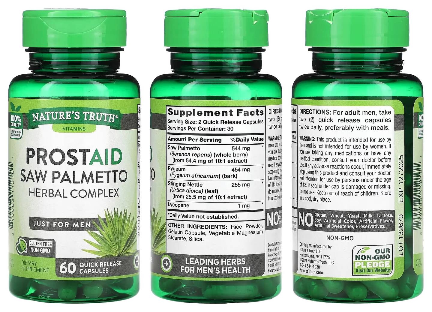 Nature's Truth, ProstAid Saw Palmetto Herbal Complex packaging