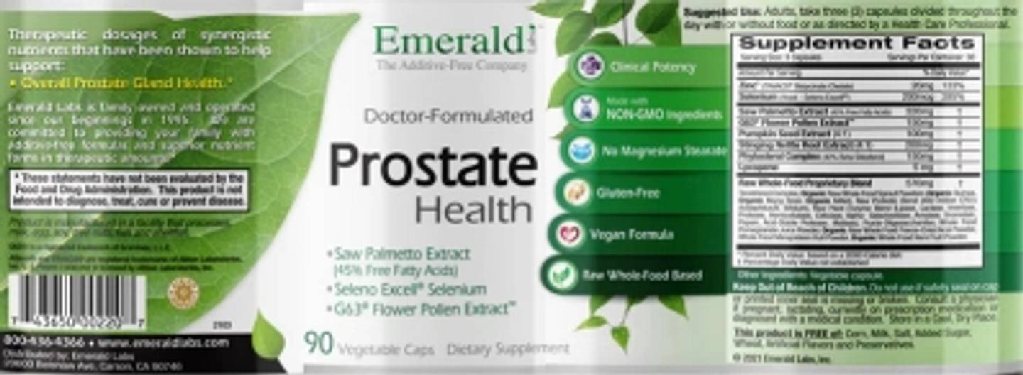 Emerald Laboratories, Prostate Health label