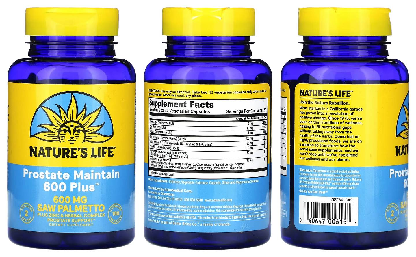 Nature's Life, Prostate Maintain 600 Plus packaging