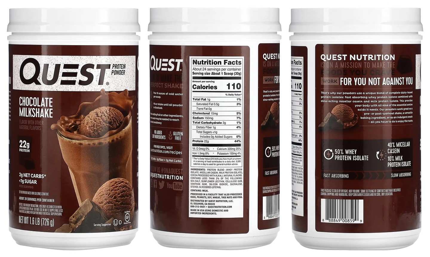 Quest Nutrition, Protein Powder, Chocolate Milkshake packaging