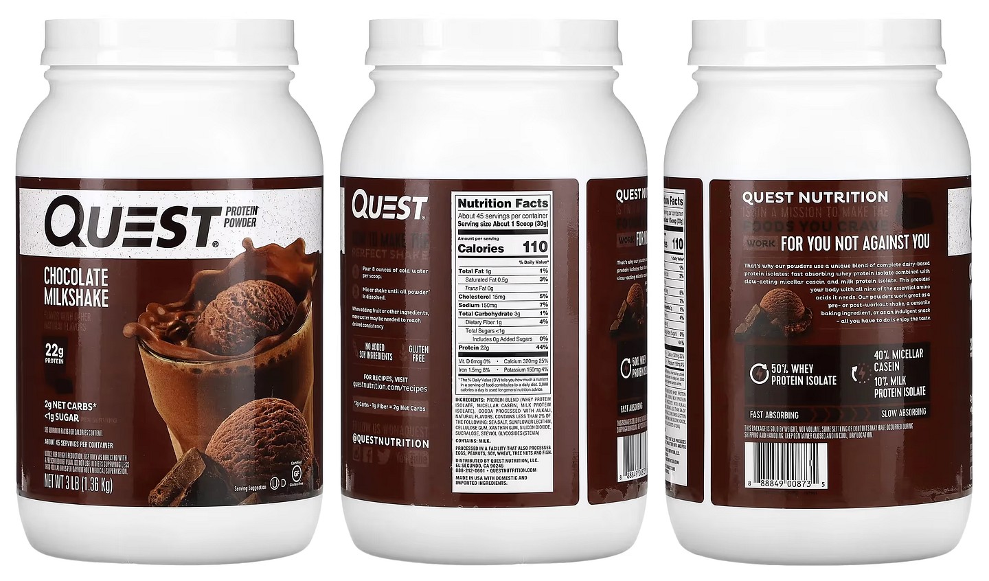 Quest Nutrition, Protein Powder, Chocolate Milkshake packaging