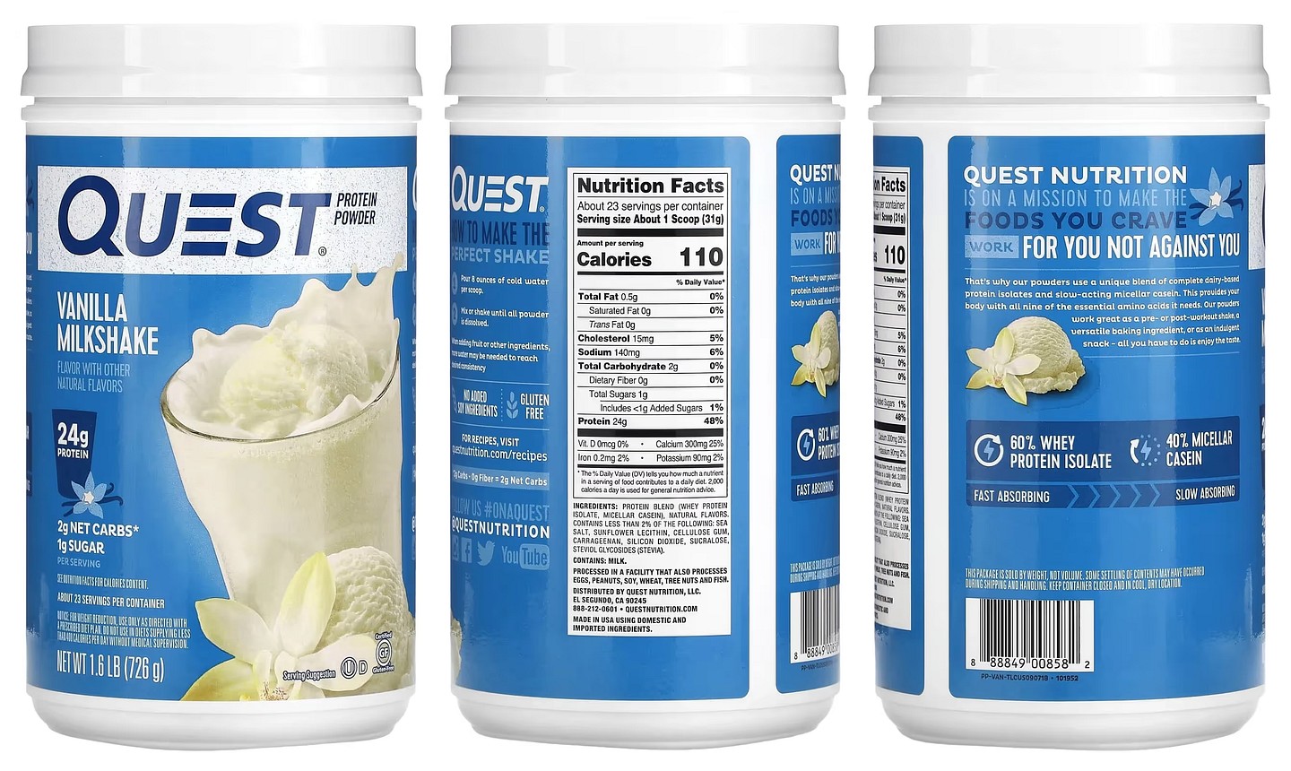 Quest Nutrition, Protein Powder, Vanilla Milkshake packaging