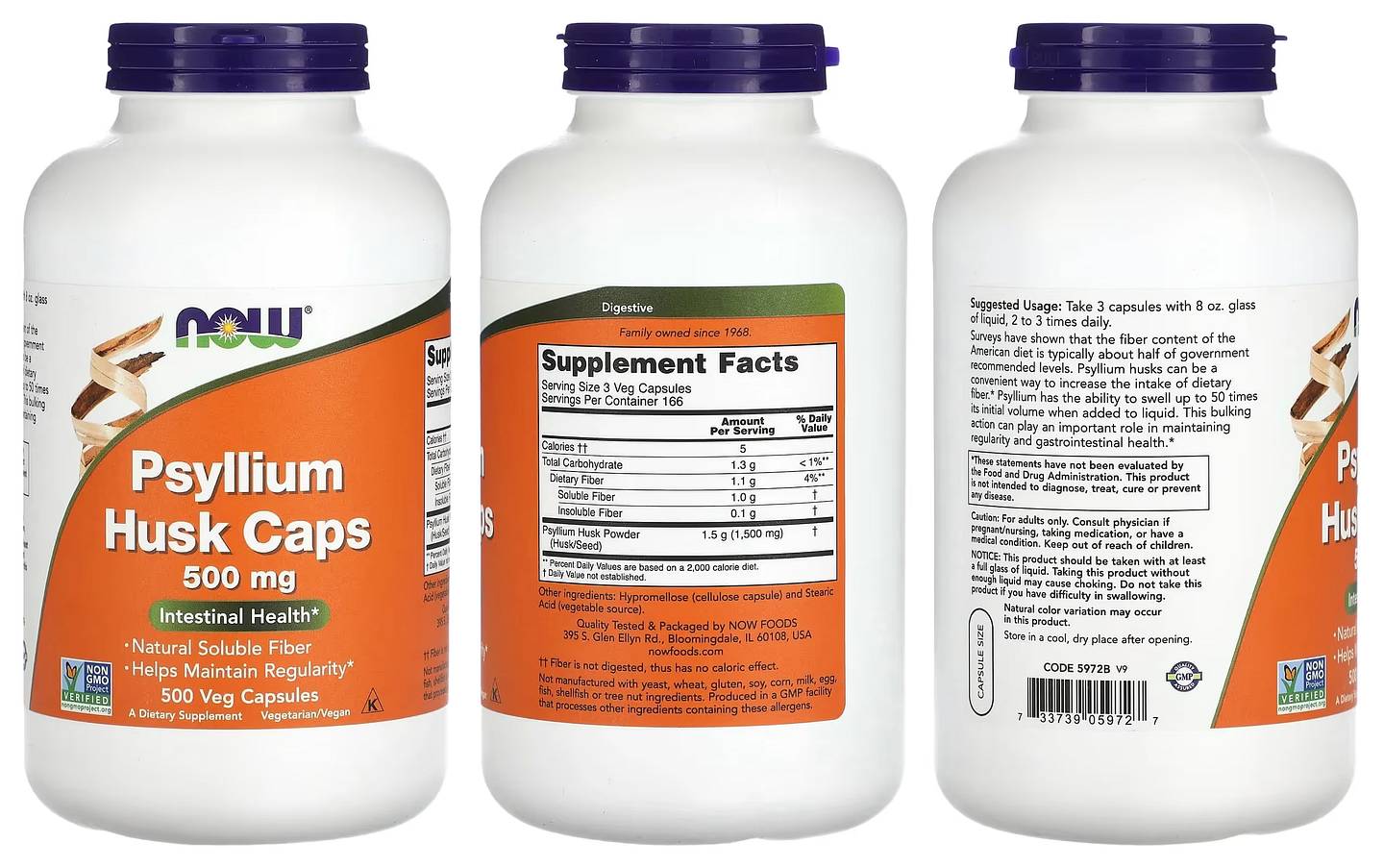 NOW Foods, Psyllium Husk Caps packaging