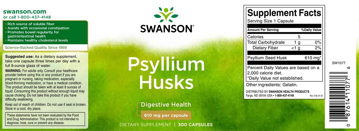 Swanson, Psyllium Husks label