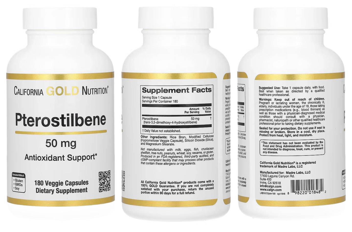 California Gold Nutrition, Pterostilbene packaging