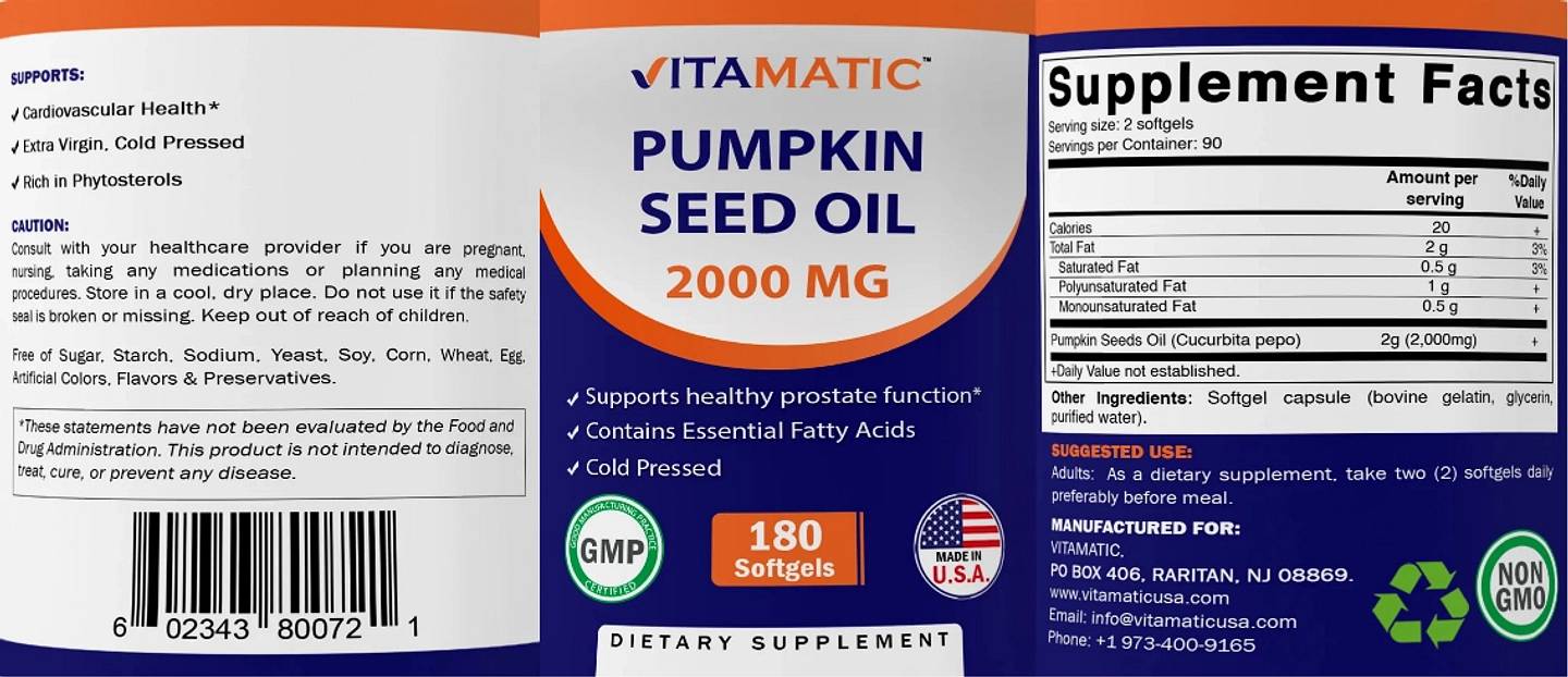 Vitamatic, Pumpkin Seed Oil label