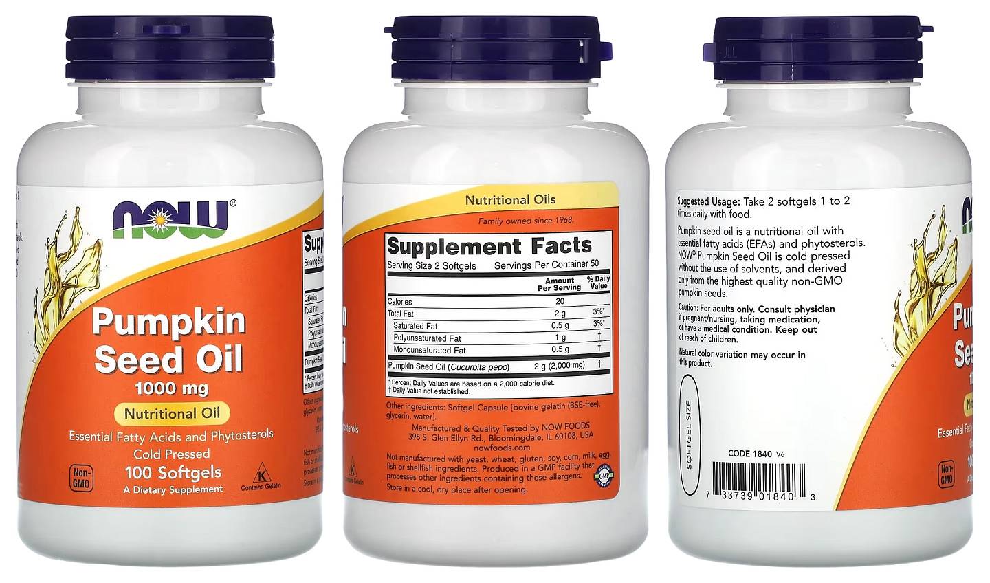 NOW Foods, Pumpkin Seed Oil packaging