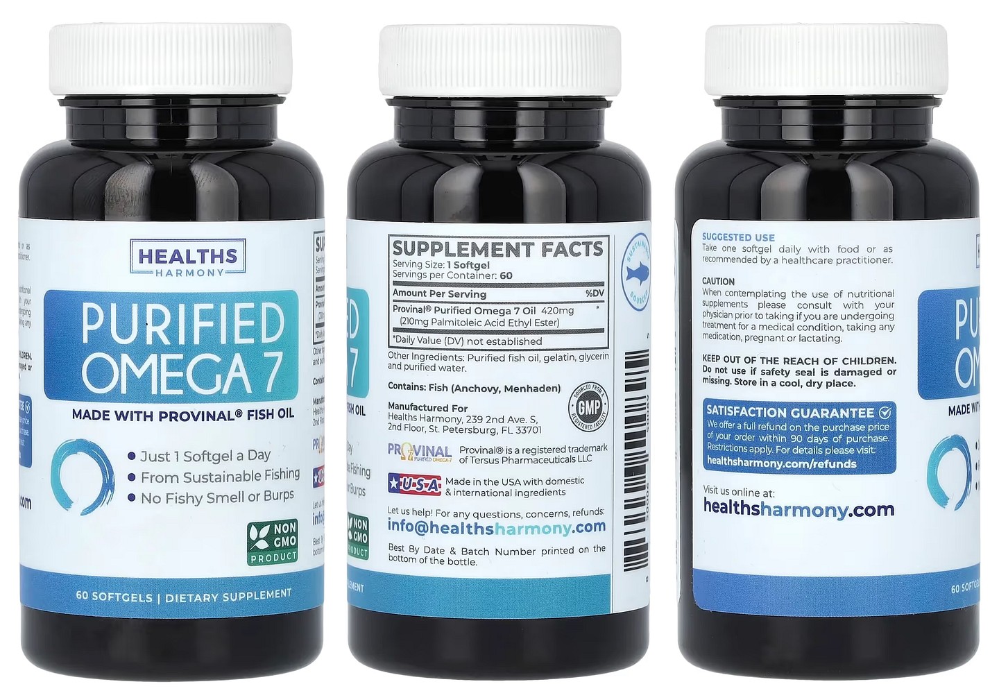Healths Harmony, Purified Omega 7 packaging