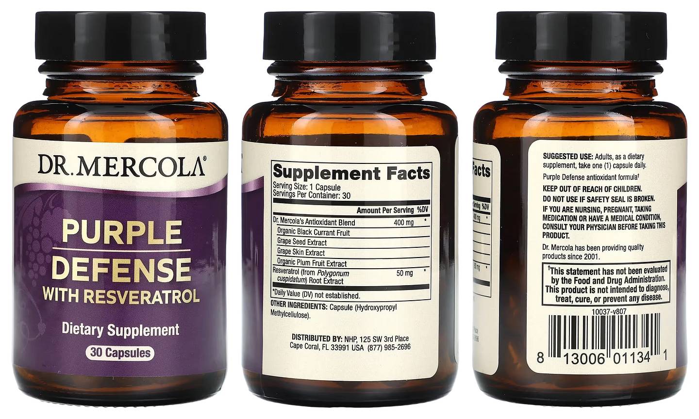 Dr. Mercola, Purple Defense with Resveratrol packaging