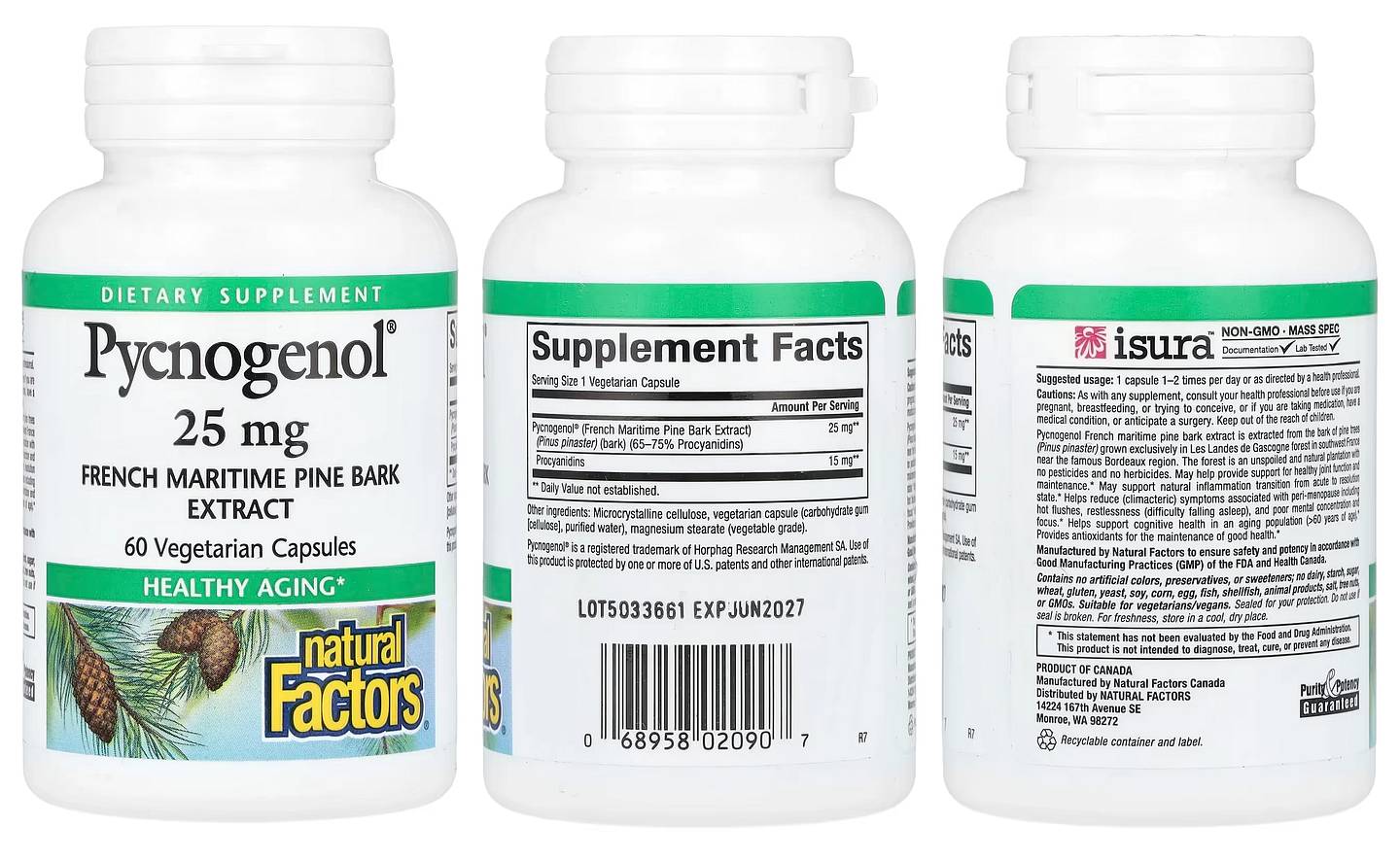 Natural Factors, Pycnogenol packaging