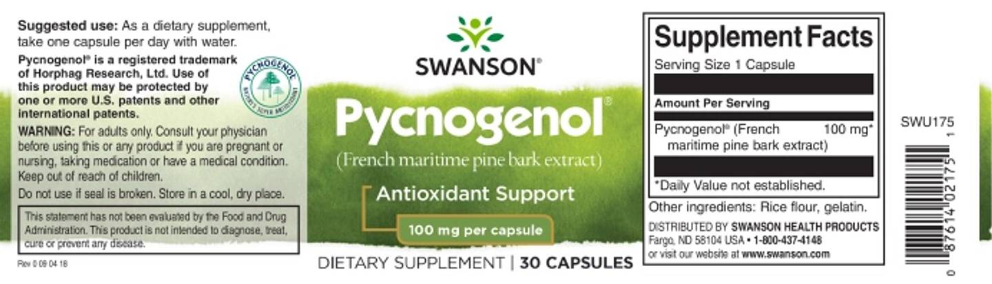 Swanson, Pycnogenol label