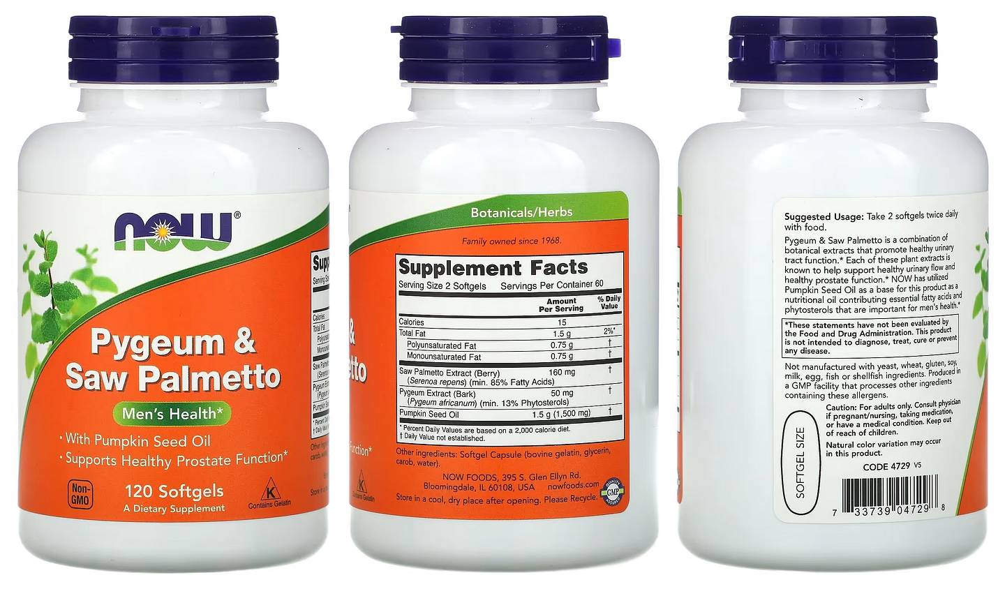 NOW Foods, Pygeum & Saw Palmetto packaging