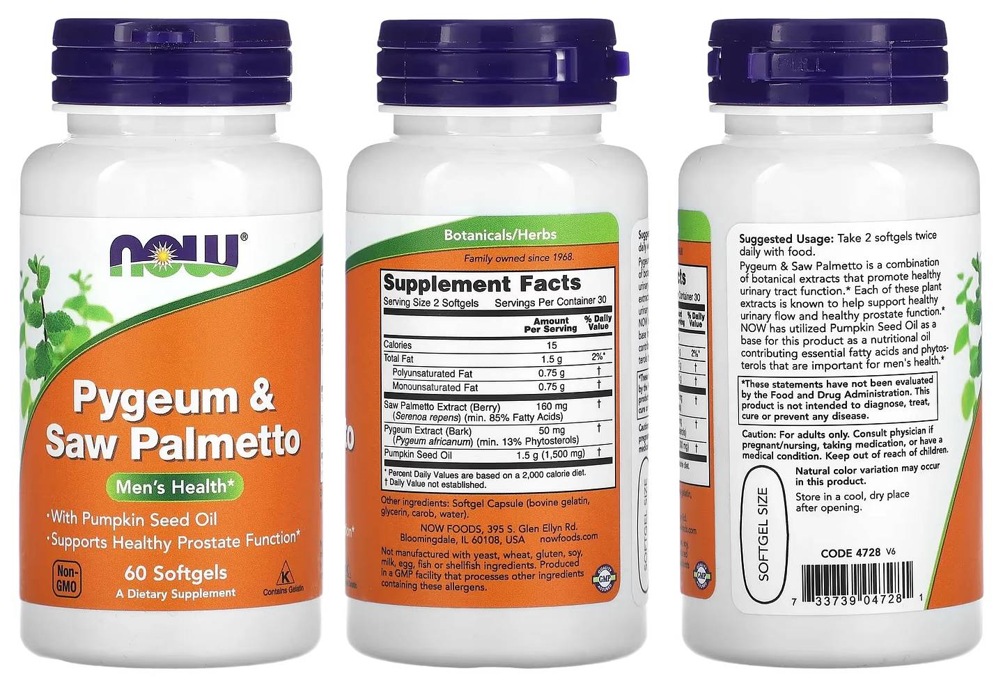 NOW Foods, Pygeum & Saw Palmetto packaging