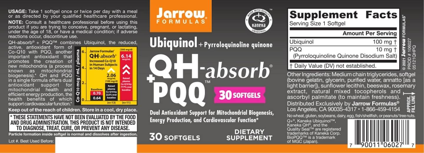 Jarrow Formulas, QH-Absorb + PQQ label