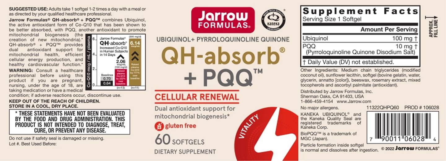 Jarrow Formulas, QH-Absorb + PQQ label