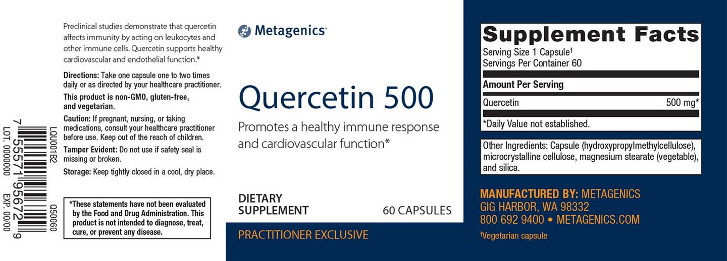 Metagenics, Quercetin 500 label