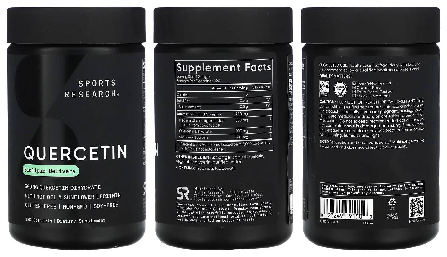 Sports Research, Quercetin packaging