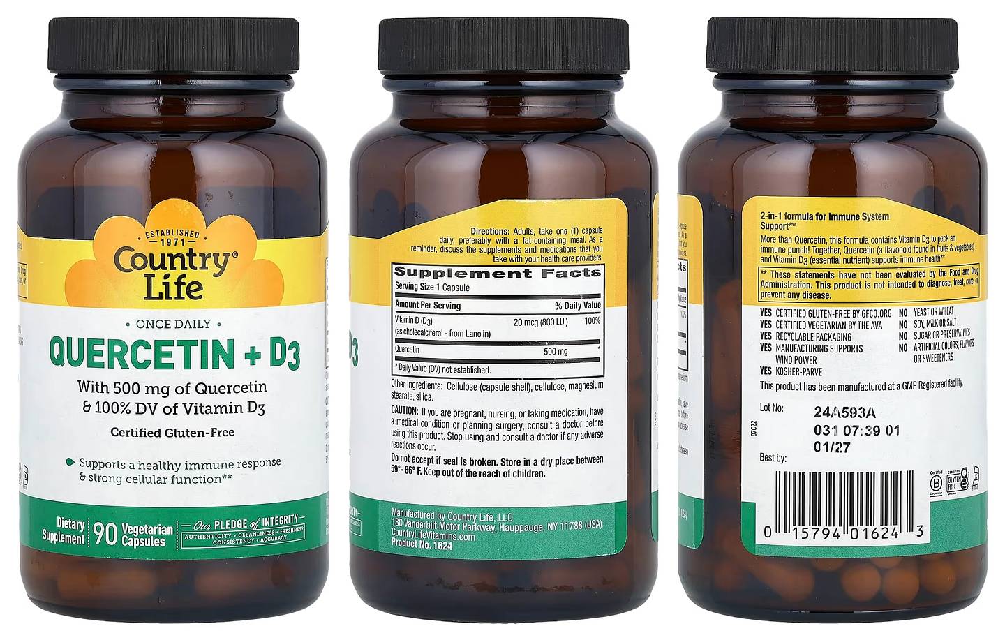 Country Life, Quercetin + D3 packaging