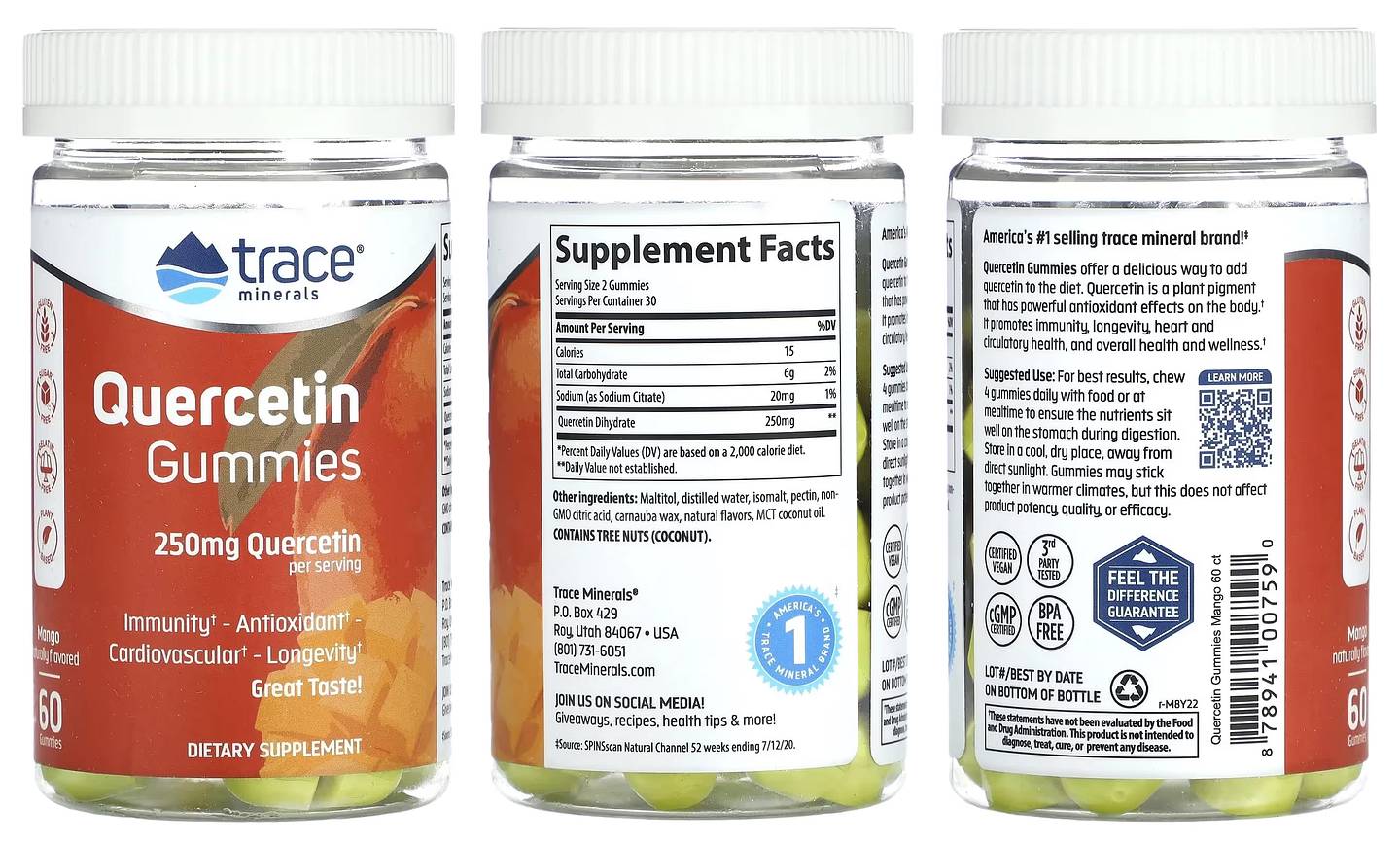 Trace Minerals, Quercetin Gummies packaging