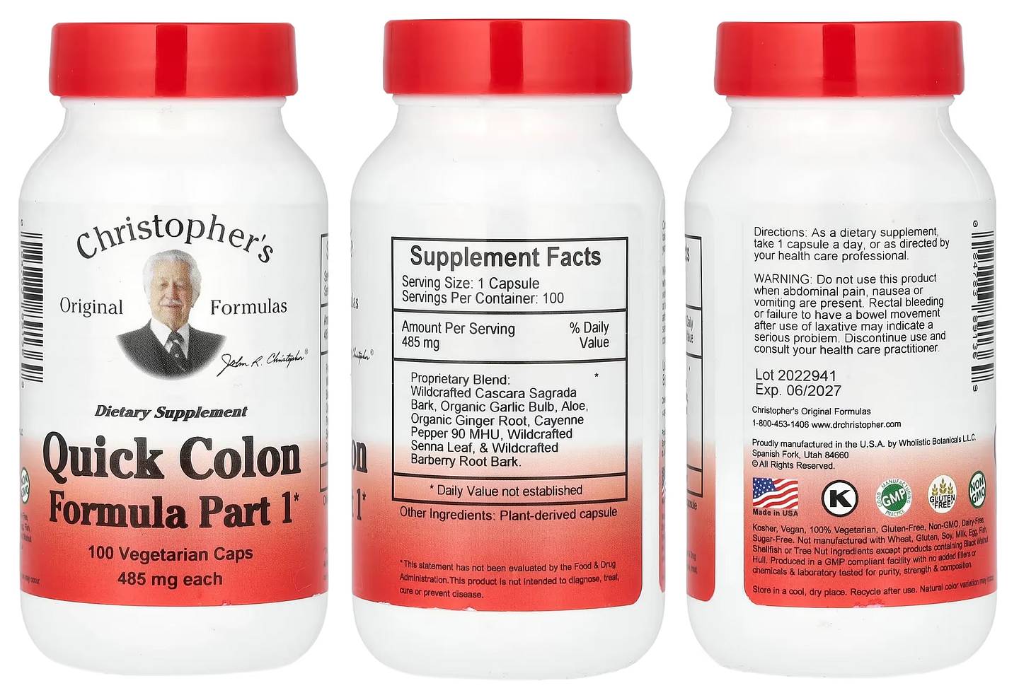 Dr. Christopher's, Quick Colon Formula Part 1 packaging