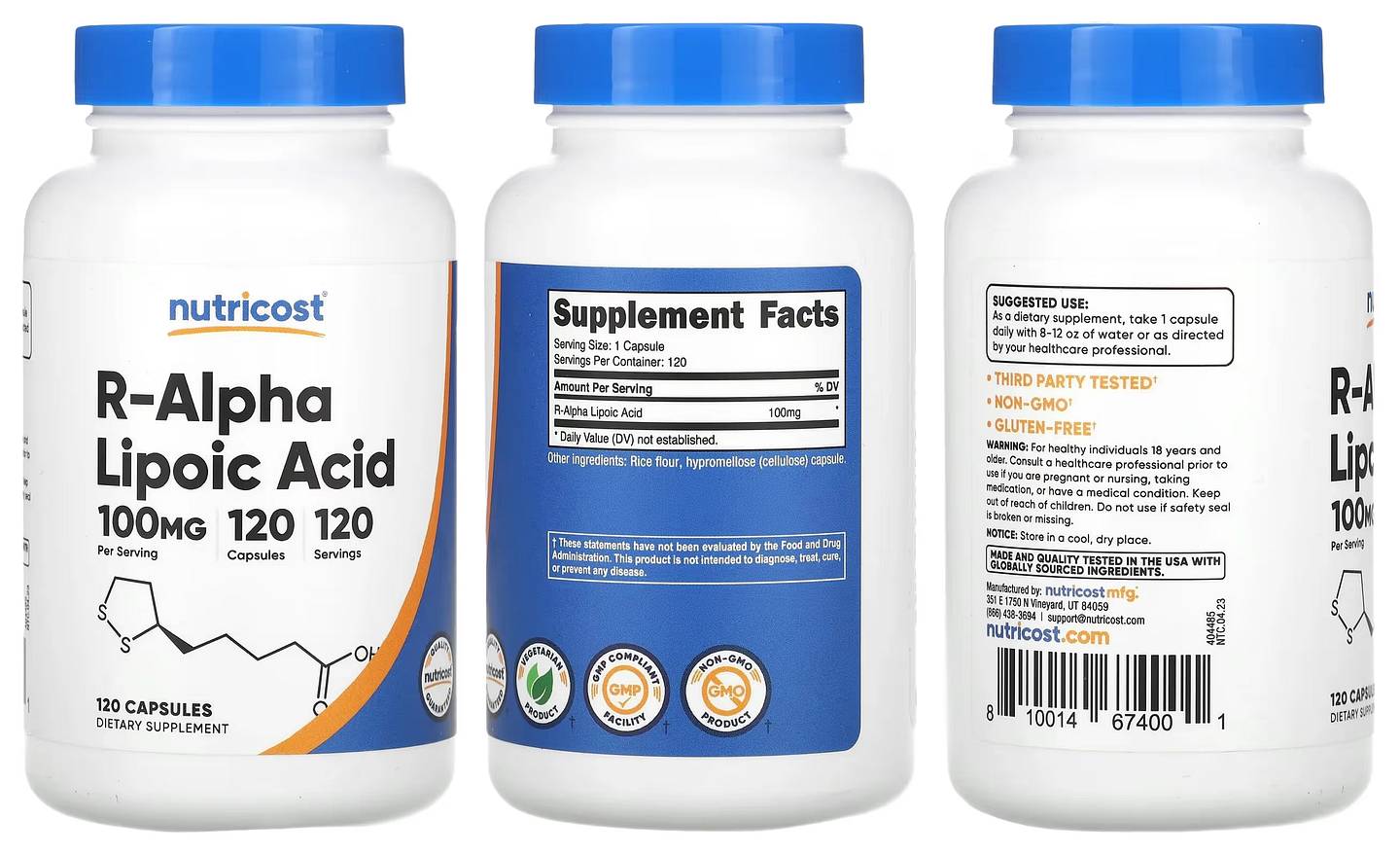 Nutricost, R-Alpha Lipoic Acid packaging